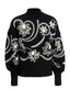 Maglione nero con ricami floreali bianchi e dettagli in paillettes