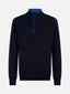 MAGLIONE POLO IN MISTO CASHMERE BLU NAVY ASPESI